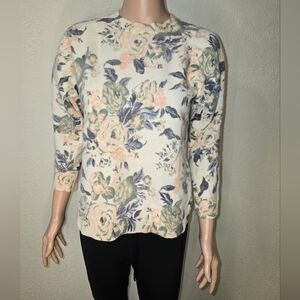 Vintage Fitting Image Women's Large 3/4 Sleeve Floral Sueter